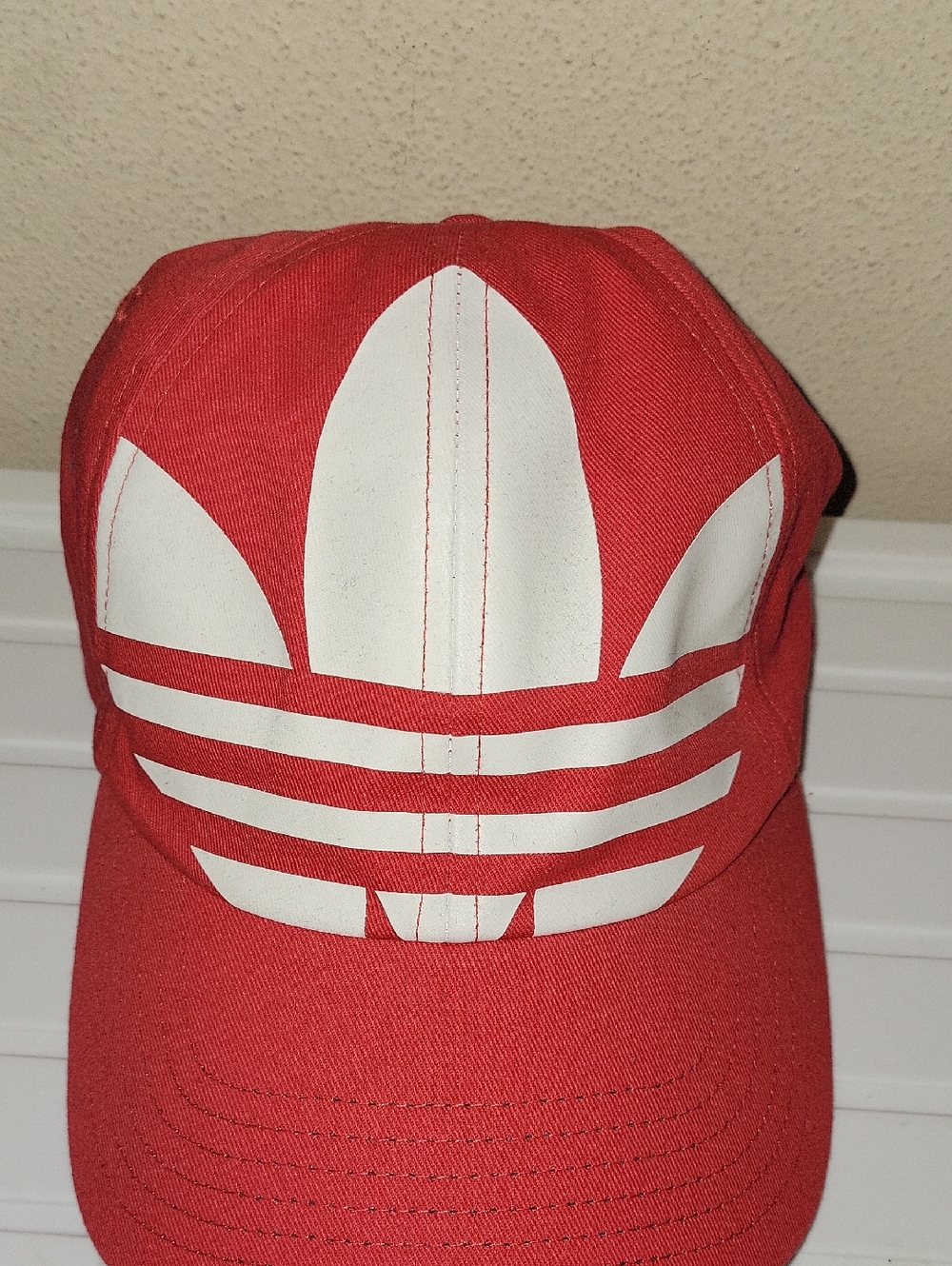 adidas Red Cap with Large White Trefoil